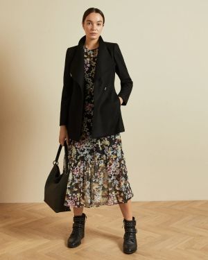Ted Baker Naisten Villakangastakki, Rosess Short Wool Wrap Coat Musta