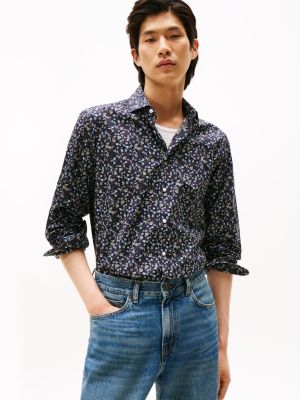 Tommy Hilfiger kauluspaita, CL - FLOWER PRINT SWS SHIRT Sininen Kuosi