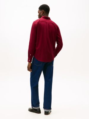 Tommy Hilfiger miesten flanellipaita, FLEX FLANNEL SOLID RF SHIRT Viininpunainen