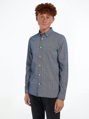 Tommy Hilfiger Miesten Kauluspaita, FLEX MICRO FOULARD SF SHIRT Sininen Kuosi