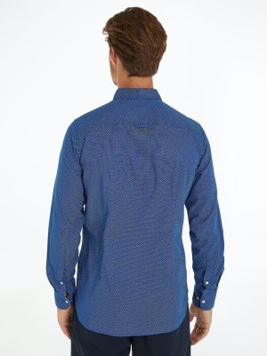 Tommy Hilfiger Miesten Kauluspaita, FLEX MINI PRINT SHIRT Sininen Kuosi