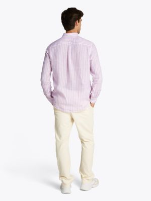 Tommy Hilfiger miesten kauluspaita, LINEN ESSENTIAL STRIPE Raidallinen Punainen