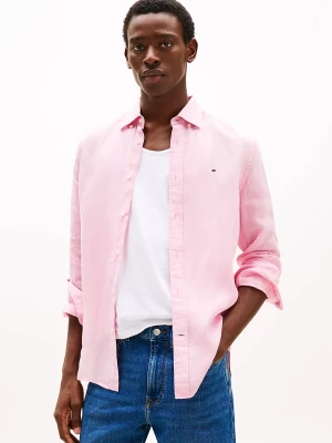 Tommy Hilfiger miesten kauluspaita, PIGEMENT DYED LINEN SOLID Vaaleanpunainen