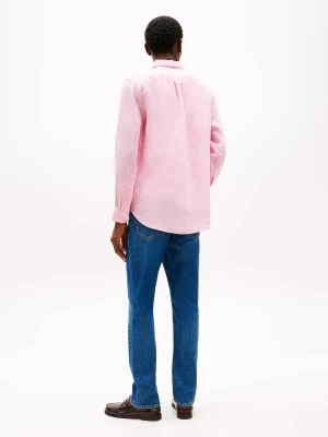 Tommy Hilfiger miesten kauluspaita, PIGEMENT DYED LINEN SOLID Vaaleanpunainen