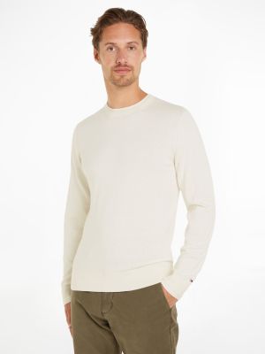 Tommy Hilfiger Miesten neule, DC COTTON LYOCELL CREW NECK Valkoinen