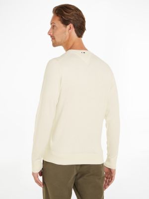 Tommy Hilfiger Miesten neule, DC COTTON LYOCELL CREW NECK Valkoinen