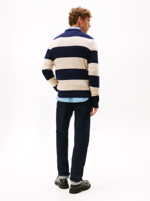 Tommy Hilfiger miesten neulepusero, CLAMBSWOOL CREW NECK Tummansininen Raita