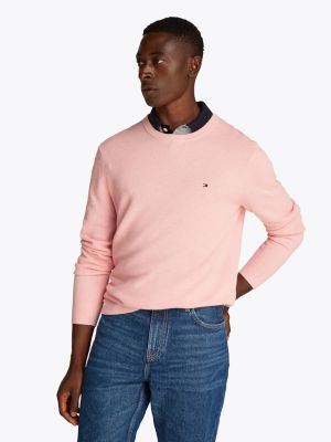 Tommy Hilfiger miesten neulepusero, ESSENTIAL STRUCTURE CREW NECK Vaaleanpunainen