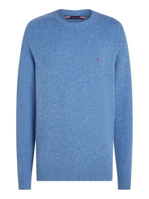 Tommy Hilfiger Miesten Neulepusero, LAMBSWOOL CREW NECK KONEPESTÄVÄ Vaaleansininen