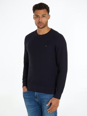 Tommy Hilfiger Miesten Neulepusero, OVAL STRUCTURE CREW Tummansininen