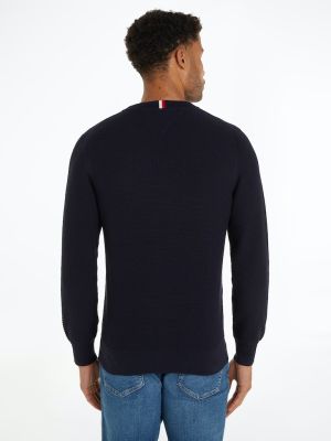 Tommy Hilfiger Miesten Neulepusero, OVAL STRUCTURE CREW Tummansininen