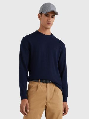 Tommy Hilfiger Miesten Neulepusero, PIMA ORG CTN CASHMERE CREW Tummansininen