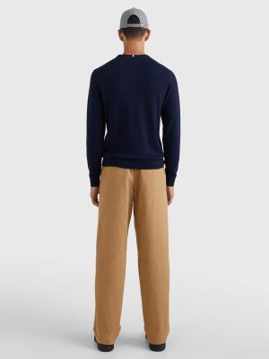 Tommy Hilfiger Miesten Neulepusero, PIMA ORG CTN CASHMERE CREW Tummansininen