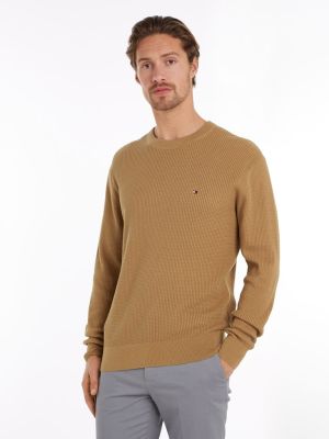 Tommy Hilfiger Miesten Neulepusero, STRUCTURE CREW NK Beige