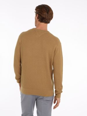 Tommy Hilfiger Miesten Neulepusero, STRUCTURE CREW NK Beige