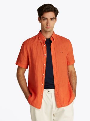 Tommy Hilfiger miesten paita, PIGMENT DYED LINEN RF SS Oranssi
