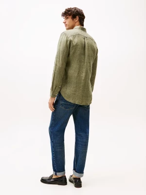 Tommy Hilfiger miesten pellavapaita, PIGMENT DYED LINEN SOLID Tummanvihreä