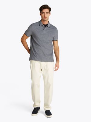 Tommy Hilfiger miesten pikeepaita, OXFORD TWO TONE TIPPED REG POLO Harmaa Kuosillinen