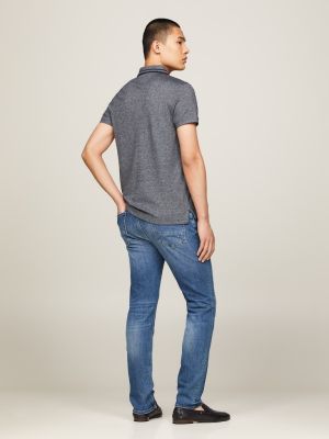 Tommy Hilfiger Miesten Pikeepaita, PRETWIST MOULINE SLIM FIT POLO Tummansininen