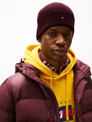 Tommy Hilfiger miesten pipo, TH FLAG PIMA COTTON BEANIE Viininpunainen