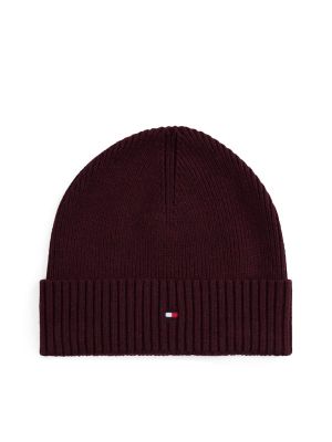Tommy Hilfiger miesten pipo, TH FLAG PIMA COTTON BEANIE Viininpunainen