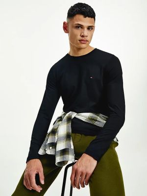 Tommy Hilfiger Miesten Pitkähihainen T-paita STRETCH SLIM FIT LONG SLEEVE TEE Musta