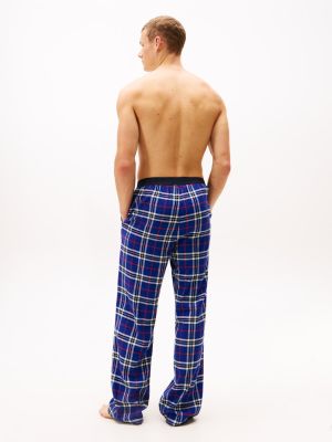 Tommy Hilfiger miesten pyjamahousut, K FLANNEL PJ PANT WAISTBAND Sininen Ruutu