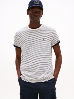 Tommy Hilfiger miesten t-paita, ESSENTIAL REG FIT TEE Raidallinen Valkoine