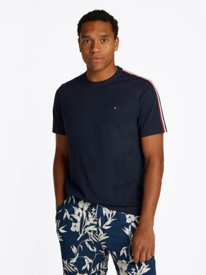 Tommy Hilfiger miesten t-paita, GLOBAL STRIPE TAPE TEE Tummansininen