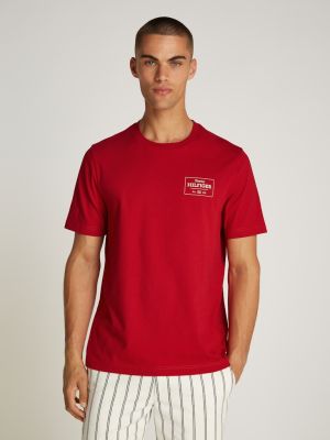Tommy Hilfiger Miesten T-paita, MONOTYPE PRINTED LABEL Punainen