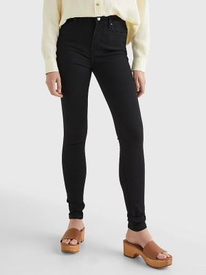 Tommy Hilfiger Naisten Farkut, TH FLEX HARLEM U SKINNY HW BLACK Musta