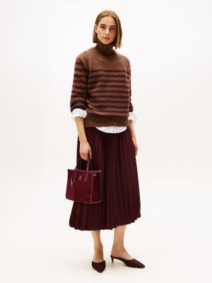 Tommy Hilfiger naisten hame, FLUID PLEATED PULL ON MIDI SKIRT Viininpunainen