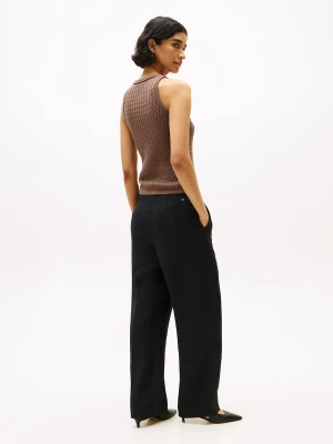 Tommy Hilfiger naisten hihaton neule, CO CABLE FINE SLIM SWEATER Tummanruskea