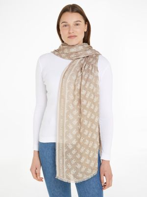 Tommy Hilfiger Naisten Huivi, TH CONTEMPORARY MONO SCARF Beige Kuosi