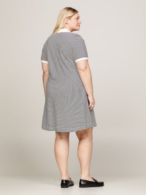 Tommy Hilfiger Naisten Mekko, CRV OPEN PLACKET F&F LY POLO Raidallinen Valkoinen