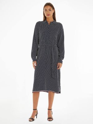 Tommy Hilfiger Naisten Mekko, POLKADOT MIDI SHIRT DRESS LS Sininen Kuosi