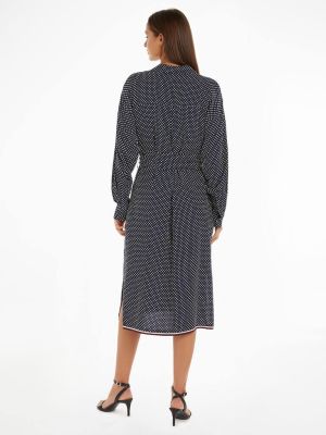 Tommy Hilfiger Naisten Mekko, POLKADOT MIDI SHIRT DRESS LS Sininen Kuosi