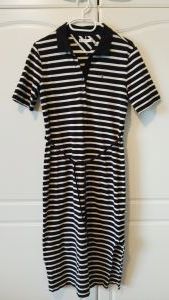 Tommy Hilfiger Naisten Mekko, REG BRETON MIDI POLO DRESS SS (2nd hand) Raidallinen Musta