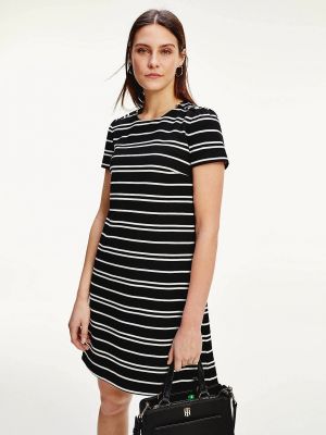 Tommy Hilfiger Naisten Mekko, STELLA TEXTURED DRESS (2nd hand) Raidallinen Sininen