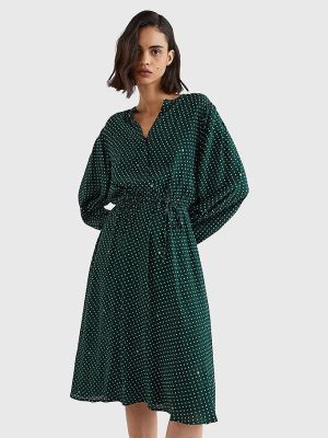 Tommy Hilfiger Naisten Mekko Vis Crepe Paisley Midi Dress Vihreä Kuosi