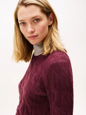 Tommy Hilfiger Naisten Neule, K-SOFT WOOL CABLE C-NK Viininpunainen