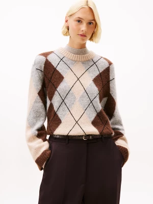 Tommy Hilfiger naisten neulepusero, ALPACA BLEND ARGYLE C-NK LS SWEATER Monivärinen Kuosi