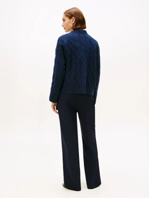 Tommy Hilfiger naisten neuletakki, SOFT WOOL CABLE V-NK LS CARDIGAN Tummansininen
