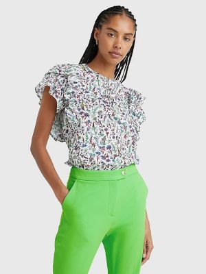 Tommy Hilfiger, Naisten Paita, CO VOILE FLORAL BLOUSE Valkopohjainen Kuosi