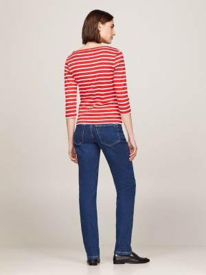 Tommy Hilfiger Naisten Paita, NEW CODY SLIM BOAT-NK Raidallinen Punainen