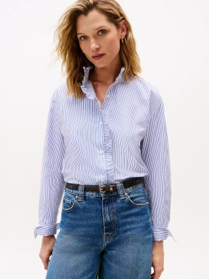 Tommy Hilfiger naisten paitapusero, POPLIN RUFFLE SHIRT Vaaleansininen