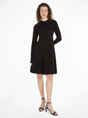 Tommy Hilfiger Naisten Pitkähihainen Trikoomekko, F&F C-NK SHINY INTERLOCK LS DRESS 99 Musta