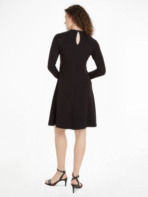 Tommy Hilfiger Naisten Pitkähihainen Trikoomekko, F&F C-NK SHINY INTERLOCK LS DRESS 99 Musta