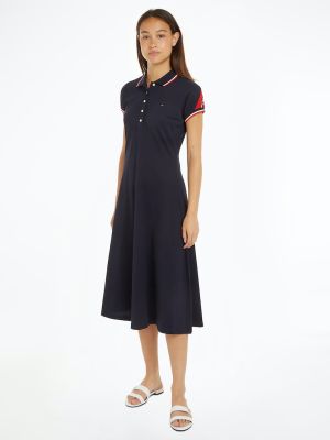 Tommy Hilfiger Naisten Poolomekko, F&F STP SLV KNEE POLO DRESS Tummansininen