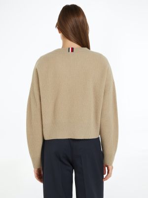 Tommy Hilfiger naisten pusero, TH SCRIPT SOFT WOOL SWEATER Kameli